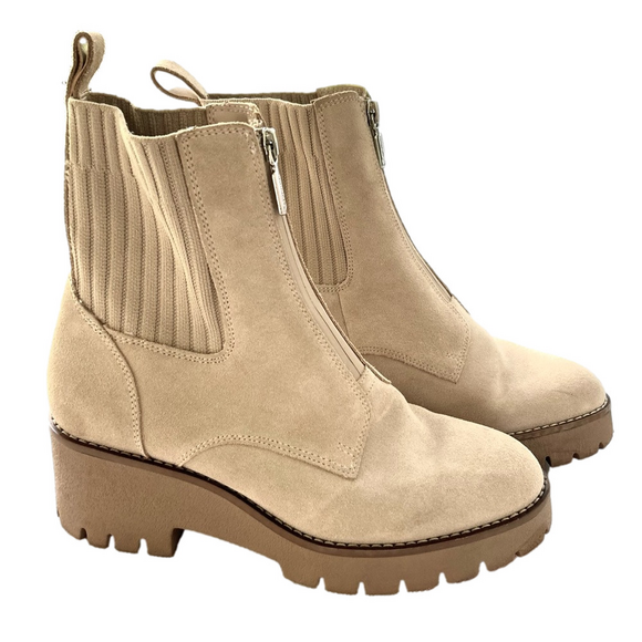 Blondo Shoes - Blondo Demaria Sand Size 7.5 Boots Waterproof Suede Bootie Ankle Knit Collar